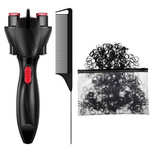 lot 18178 image: Automatic Hair Braider with 800 Mini Rubber Bands, Tail Comb & Electronic Braiding Machine - Roller Styling Tool for Tangling (Black)