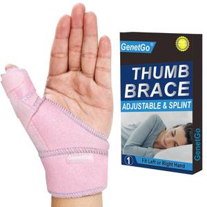 lot 18182 image: GenetGo Trigger Thumb Splint - Thumb Spica Support Brace Stabilizer for Pain, Sprains, Arthritis, Tendonitis (Right Hand or Left Hand) (Pink)