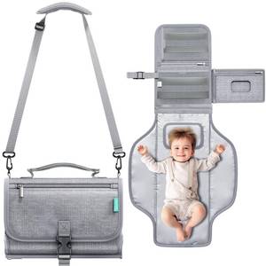 lot 18189 image: Portable Diaper Changing Pad with Shoulder Strap, Detachable Travel Changing Pad with Baby Wipes Pocket, Gifts for Baby Shower, Newborn Girls and Boys (Austere Grey)