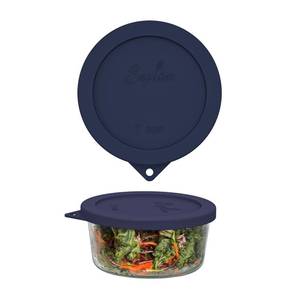 lot 18206 image: Sophico Round Silicone Storage Cover Lids Replacement for Anchor Hocking and Pyrex 7402-PC 67 Cup Glass Bowls (Container not Included) (Navy blue - 1 pack)
