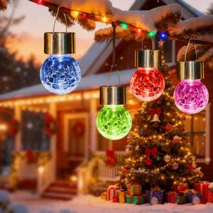 lot 19464 image: SOLPEX 12 Pack Solar Outdoor Lights Decorative, Hanging Christmas Decoration Solar Light Outdoor Solar Powered Waterproof Lights, Hanging Globe Light for Garden, Yard, Patio, Lawn(Color Changing)
