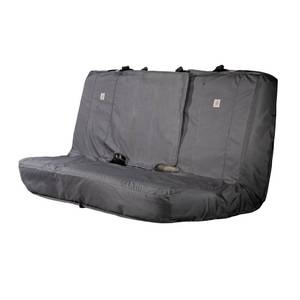 lot 19476 image: Carhartt Universal Nylon Duck Canvas Automotive Bench Seat Covers, Durable Fitted Full-Size Bench Seat Protection with Rain Defender, Gravel