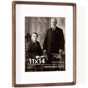 lot 19477 image: Dreamland 11x14 Picture Frame, USA-Sourced Walnut Wood Photo Frames with HD Tempered Glass, 11 x 14 Wooden Frame Matted to 8 x 10, 11x14 Frames Handcrafted Rounded Corner for Tabletop or Wall Display