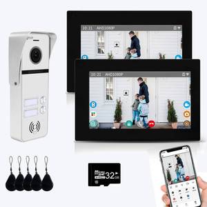 lot 19481 image: Wired Apartment Video Intercom System 2 Units 7 Inches Touch Monitor Wireless Wifi Video Doorbell System,Video Door Phone Kit,Indoor Outdoor Support Monitoring, Unlock, Dual Way Intercom for Home
