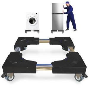 lot 19483 image: KUPAO Appliance Dolly Cart with 4 Locking Wheels Mini Fridge Stand Adjustable 16-26 Universal Mobile Roller for Portable Washer, Dryer, Refrigerator, Furniture, Black
