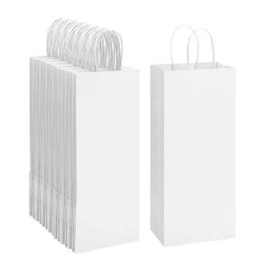 lot 19521 image: BagDream Kraft Paper Bags 5.25x3.25x13 Inches 50Pcs White Paper Wine Gift Bags with Handles Bulk for Wine, Gift, Retail, Party Favor