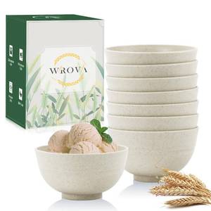 lot 19524 image: Wrova wheat straw dessert bowls 10oz set of 8 - Unbreakable snack Bowls for kids - Mini Bowls for Ice Cream,Snack and Fruits - Microwave & Dishwasher Safe Appetizer Bowl Sets - Beige