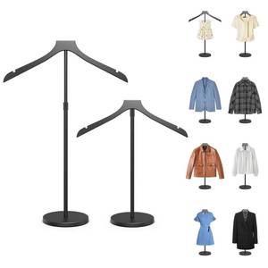 lot 19538 image: 2 Pack Mannequin Torso, Adjustable Shirt Display Stand Height 20 to 34 Inches, Cap and Gown Display Stand Stable Clothing Garment Dress Form, Coat Jacket Hanger Easy to Install, Black