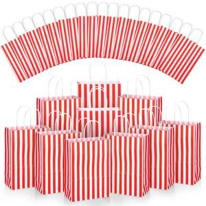 lot 19549 image: Skyygemm 32 Pcs Paper Gift Bags Bulk with Handle, 6.3 x 3.2 x 8.6 Inch Assorted Colors Kraft Goodie Candy Treat Gift Wrap Bags for Wedding Birthday Graduation Mother Day(Red and White)