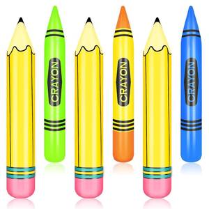 lot 20367 image: 3 Pcs Inflatable Crayon Pencil Set Multicolor Blow Up Pencil Crayon Balloon Prop Kit for Back to School Party Classroom Events and Birthday Party Decorations