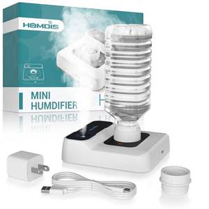 lot 20375 image: HOMDIS Travel Humidifier, Portable Small Humidifier for Plants, Bedroom, Office, Hotel or Car, 5000mAh Battery Operated Mini Cool Mist Humidifiers, Quiet 23dB, Auto-off, Night Light & BPA-Free, White