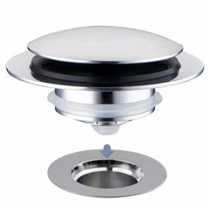 lot 20379 image: Chrome Plated Universal Tub Dain Stopper, Hidrop Pop Up Bath Drain Tip Toe Bathtub Drain Stopper,Conversion Kit Assembly, Replaces Lift and Turn, Tip-Toe and Trip Lever drains for Tub, EZ Install
