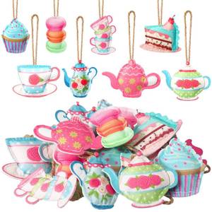 lot 20385 image: SmoothNovelty 24 Pcs Tea Party Decoration Felt Hanging Ornaments Spring Tea Time Hanging Decoration Teacup Cupcake Teapot Ceiling Decor for Mothers Day Wedding Princess Birthday Talking Party Favor
