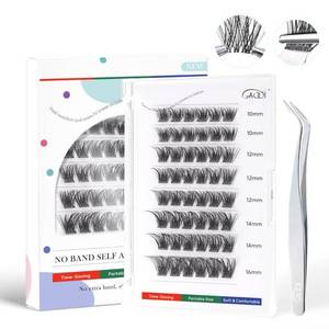 lot 20386 image: GAQQI Self Adhesive Lash Clusters, No Glue Eyelash Clusters 10-16mm Full & Volume Self Adhesive False Eyelashes, No Band Glueless Lashes (Few pieces missing)