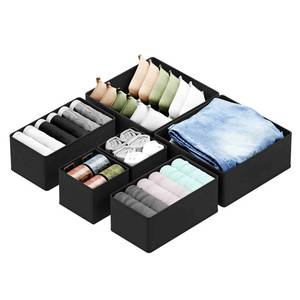 lot 20394 image: SpaceAid Drawer Organizer for Clothes, 6 Pack Dresser Drawer Organizer Bins, Closet Organizers and Storage Dividers for Clothing, Underwears, Socks (Black)