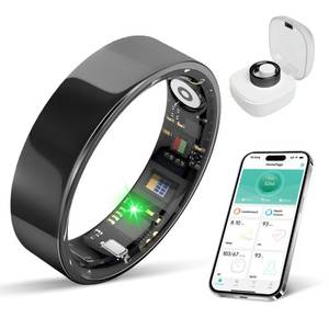 lot 20396 image: Smart Ring Health Tracker - IP68 Water Resistance, Sleep & Exercise Monitoring, iOS & Android Compatible, Long Lasting Battery Life, No Subscription Required, Unisex for Women & Men (Black, 10)