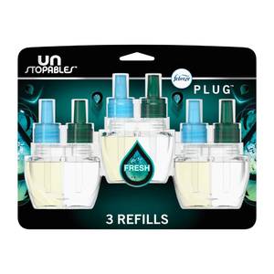 lot 20397 image: Febreze Plug-in Air Freshener, Odor-Fighting Scented Oil Refill, Air Fresheners for Home, Bathroom and Kitchen, Long Lasting, Unstopables Fresh Scent, 0.87oz Refills, Multi Color, 3 Count