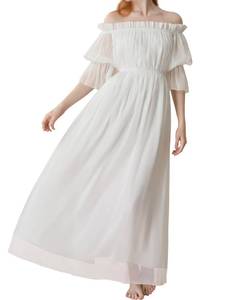 lot 20398 image: YESSA Renaissance Fairy Dress for Women Renaissance Costume,Medieval Maxi Dress for Ren Faire, Cottagecore,Peasant Tops Irish Under Dresses White Medium