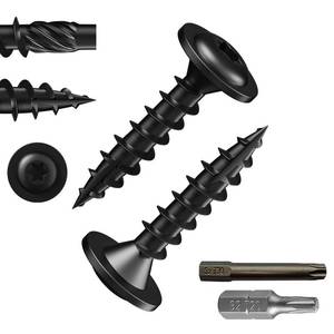 lot 20400 image: Wensilon (1 lbs)#8 x 1 Lag Screws, Structural Wood Screw, Heavy Duty Construction Screw, Rust Resistant, Washer Head, Black Coated Exterior Wood Screws, Star Drive with Bit