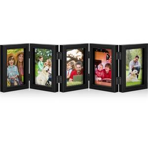 lot 20401 image: Suzile 5 Folding Hinged Picture Frame 3.5 x 5 Inches Foldable Photo Frame for Family, Collage, Picture, photo, Rustic Desk, Birthday Anniversary, Black