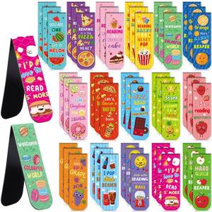 lot 20413 image: Pasimy 48 Pieces Cute Magnetic Bookmarks Fruit Food Theme Book Marks Bulk Encouraging Sayings Magnetic Bookmarks for Students Teachers School Home Office Reading Supplies