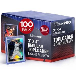 lot 20415 image: Ultra PRO 3 x 4 Clear Regular TopLoaders For Cards With Card Sleeves Bundle Standard Size 100ct Trading Baseball Toploader Card Sleeve Protectors