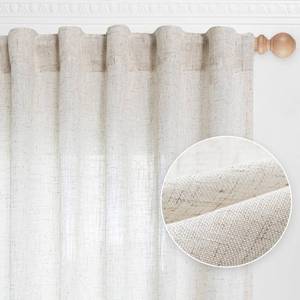 lot 20444 image: MYSKY HOME Country Curtains for Sliding Glass Door, Back Tab Semi Sheer Curtain Panels Extra Long Floor Length Drapes Linen Texture Soft Touch, 50x108 Inch, Linen, Set of 2
