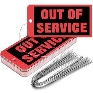 lot 20448 image: Spakon Out of Service Tags 6.22 x 3.15 Inches Maintenance Required Red Tags with 12 Inches Wires Attached for Machine Equipment Inspection Maintenance(300 Packs)
