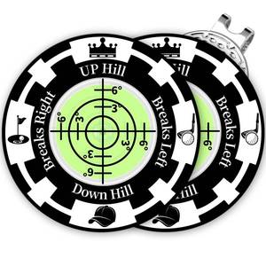 lot 20452 image: DESELL Golf Green Reader, 2 Pack Golf Ball Marker Hat Clip with High Precision Horizontal Bubble, Putting Training Aid Golf Accessories Tool Gift for Men Women (Black Green)