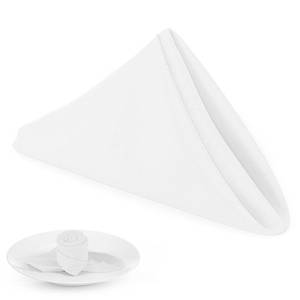 lot 20454 image: PLOYMONO White Heavy Duty Cloth Napkins - 17 x 17 Inch Solid Washable Polyester Dinner Napkins - Set of 8 Napkins with Hemmed Edges - Great for Weddings, Parties, Banquets Dinner & More
