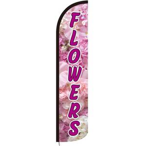 lot 20457 image: Mindsoft 2.5 x 12 ft Flowers Feather Flag Only - Windless Single-sided Printing Feather Flag Outdoor Business Advertising Banner, NO POLE(Light Pink)