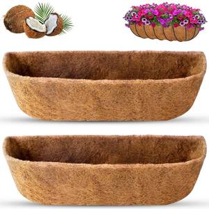 lot 20458 image: REMIAWY Coco Liners for Planters 24 Inch, 2 Packs Natural Coconut Fiber Coir Flower Basket Window Box Liners, Trough Planter Insert for Outdoor Plant Large Pots Garden Fence Decoration