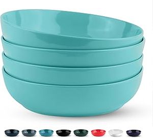 lot 11412 image: Kook Ceramic Bowl Set Microwave Safe Turquoise Set Of 4 Size 9.5in (Small Damage To one)