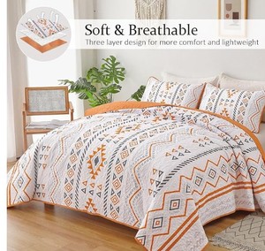 lot 1918 image: Boho Aztec Quilt Set King Size