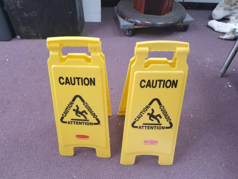 lot 1217 image: Pair Caution Tent Signs