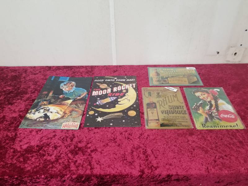 lot 9025 image: Collection of Vintage Signs - Coca Cola and more