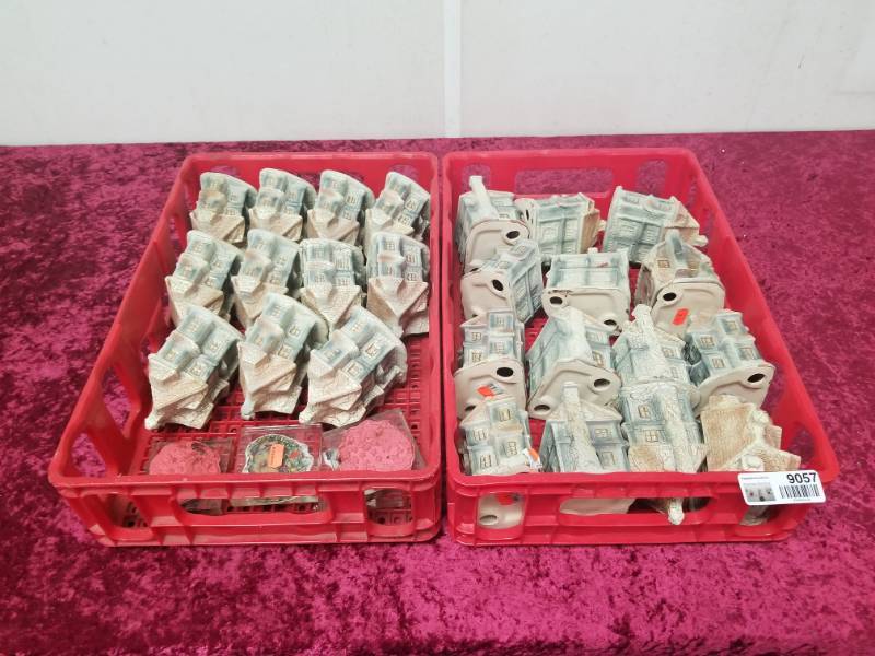 lot 9057 image: Two Coke Crates of Cermaic Houses