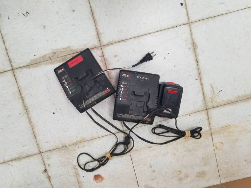 lot 7610 image: Battery Chargers Lot- Porter Cable 18v, NiCAD & Lithium