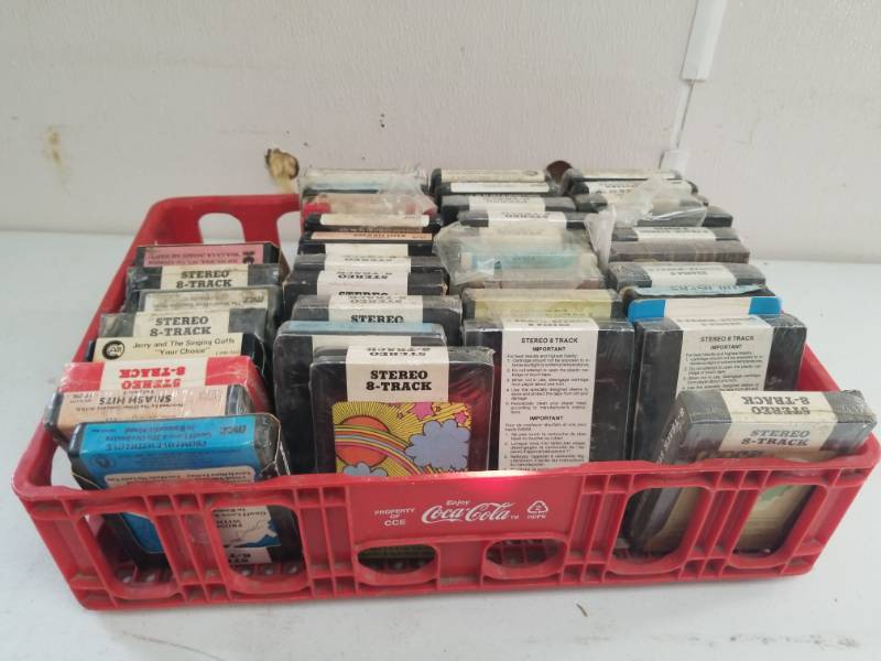 lot 7614 image: Coca Cola Crate of 8-Track Tapes
