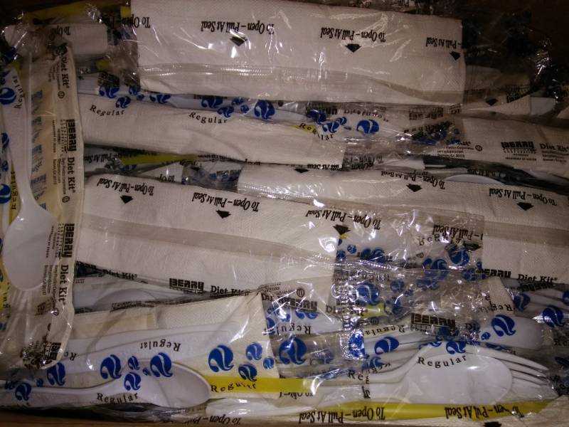 lot 10414 image: Case of Berry Individually wrapped ForkSpoon and Condiments