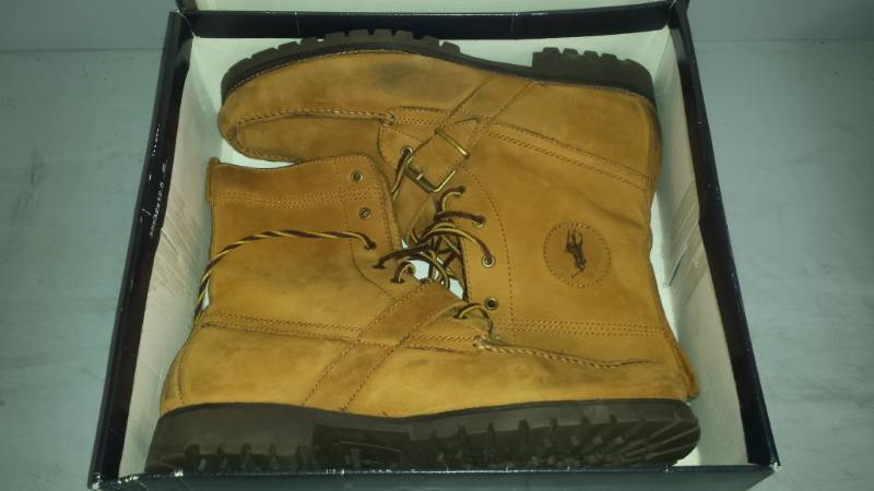 lot 7536 image: Polo Ralph Lauren Conquest High II Leather Sz 13D Tan
