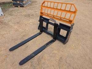 lot 4745 image: LandHonor 42-inch Skid Steer Pallet Fork with Beveled Headache Rack PF-11-3500G