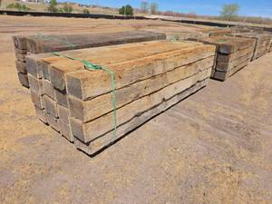 lot 4967 image: Reclaimed Wood Railroad Ties Bundle 9 Ties, Lot of 16