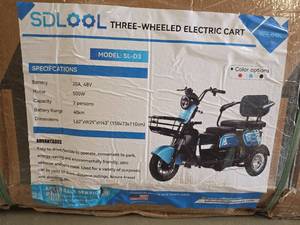 lot 5171 image: SDLOOL Three-Wheeled Electric Cart Model SL-D3