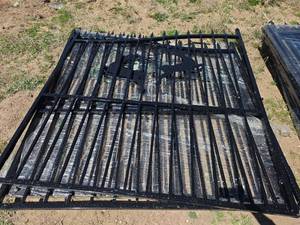 lot 5363 image: 14 Bi-Parting Black Wrought Iron Gate with Deer Design