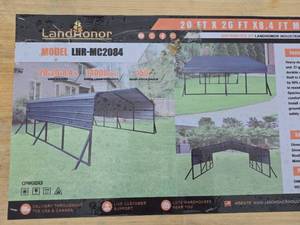 lot 5433 image: LandHonor 20x20x8.4ft Metal Carport Kit LHR-MC2084