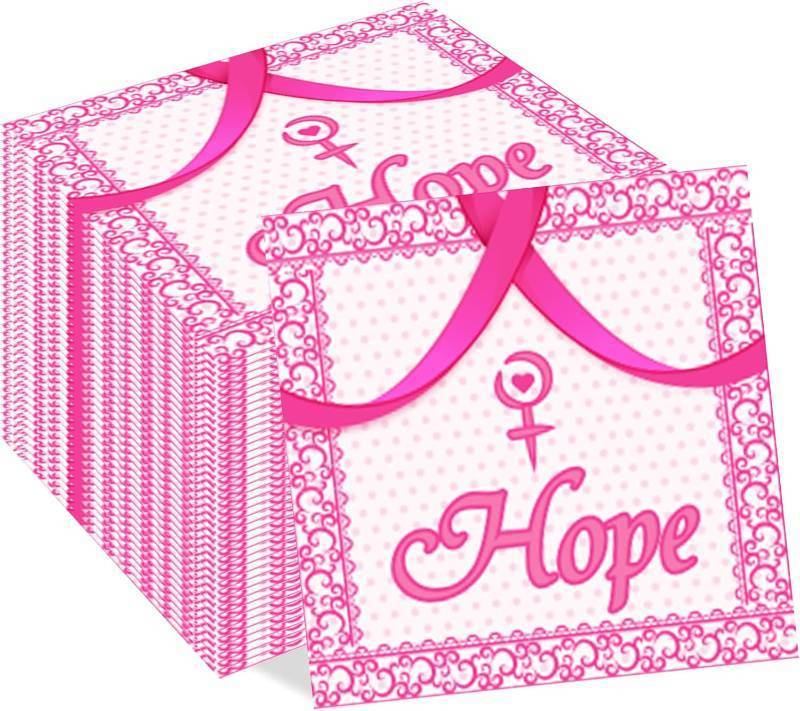 lot 64091 image: 40Pcs Breast Cancer Awareness Paper Napkin Pink Ribbon Disposable Napkins Breast Cancer Awareness Decorative Luncheon Dinner Napkins for Charity Event, Holiday Theme Decorations & Awareness Campaigns