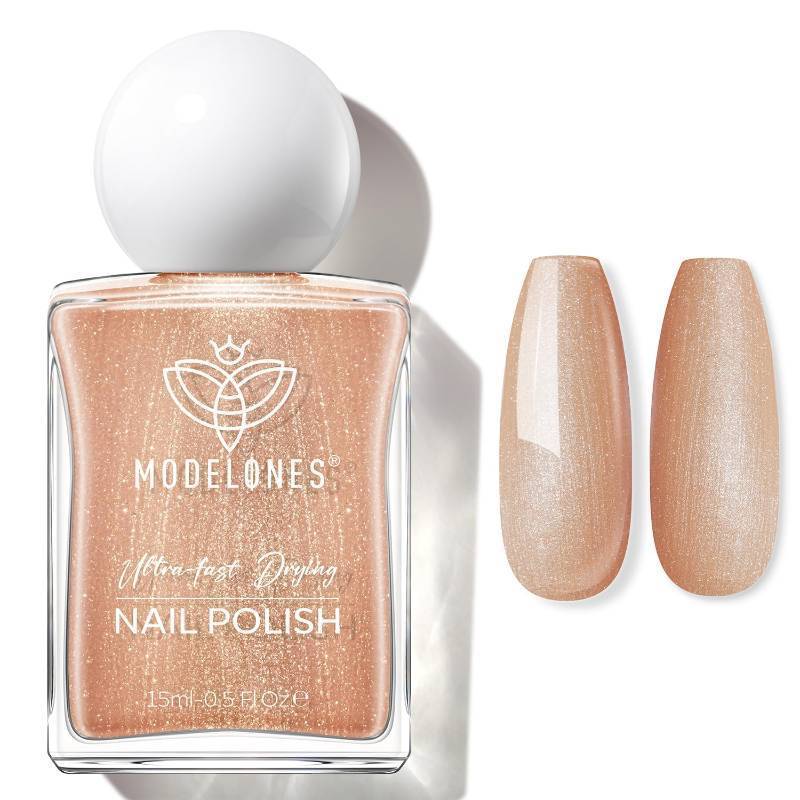 lot 64151 image: modelones Bronze Brown Nail Polish, 15 ml Metallic Brown Glitter Quick Dry Nail Lacquer Strengthener Long Last Shine Fingernail Toe Nail Art DIY Home Travel Manicure Gift for Women Girls 0.5 Fl Oz