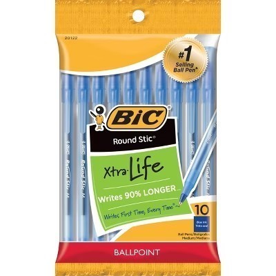 lot 64712 image: BIC Xtra Life Ballpoint Pens, Medium Tip, 10ct - Blue