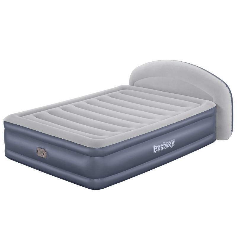 lot 1223 image: Bestway 33 Queen Air Bed with Built-in AC Pump, Tritech LoungeLux Headboard Air Mattress - Retail $107
